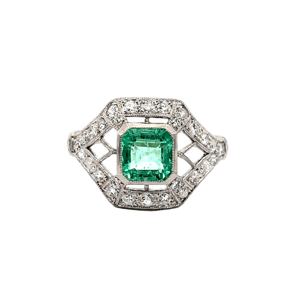 Bague en or blanc, émeraude et diamants - Castafiore