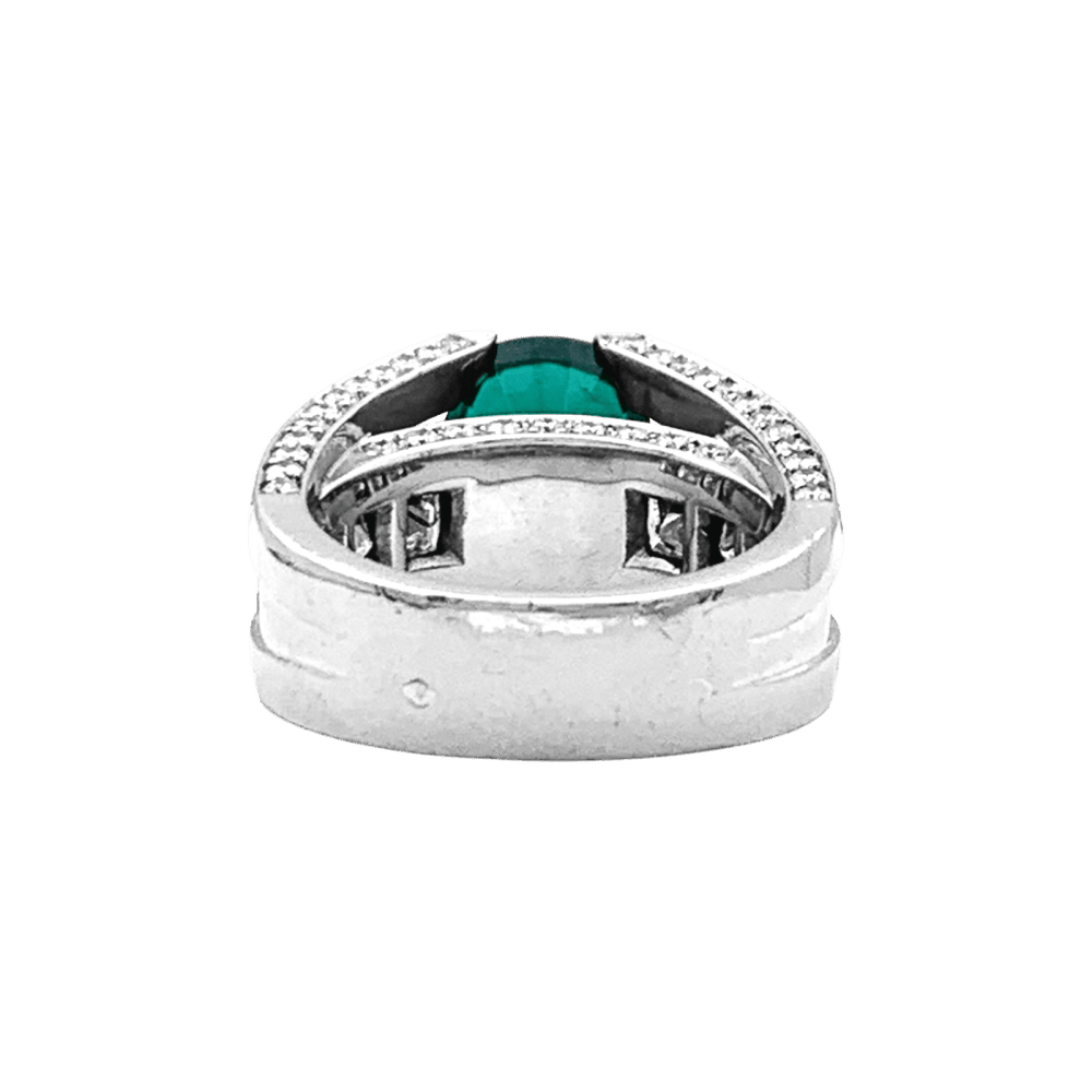 Bague en or blanc, émeraude et diamants - Castafiore