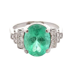 Bague en or blanc, émeraude et diamants - Castafiore