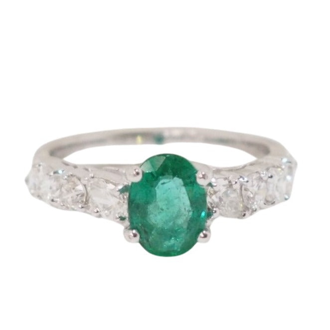 Bague en or blanc, émeraude et diamants - Castafiore