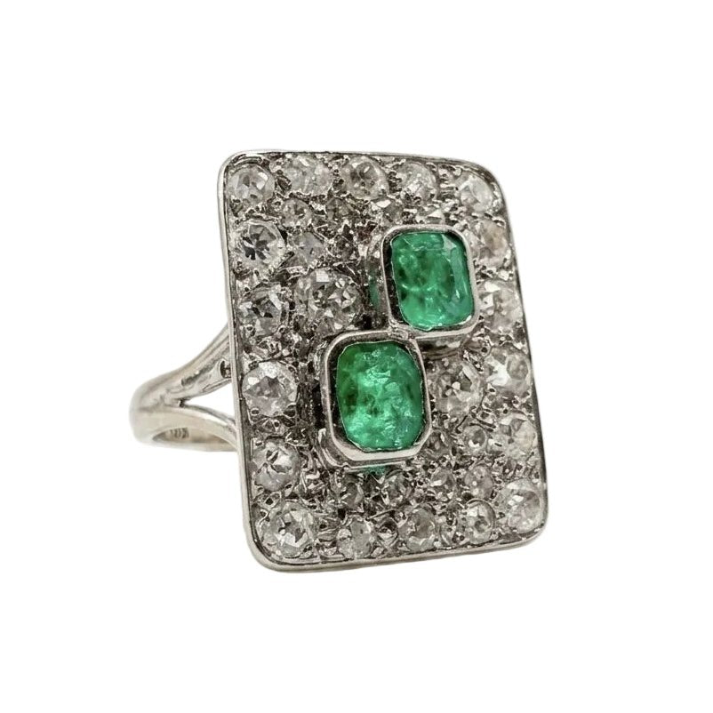 Bague en or blanc, émeraudes et diamants - Castafiore