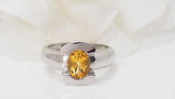 Bague en or blanc et citrine - Castafiore