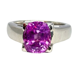 Bague en or blanc et saphir rose - Castafiore