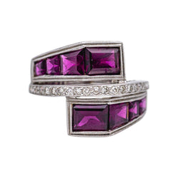 Bague en or blanc, grenats et diamants - Castafiore