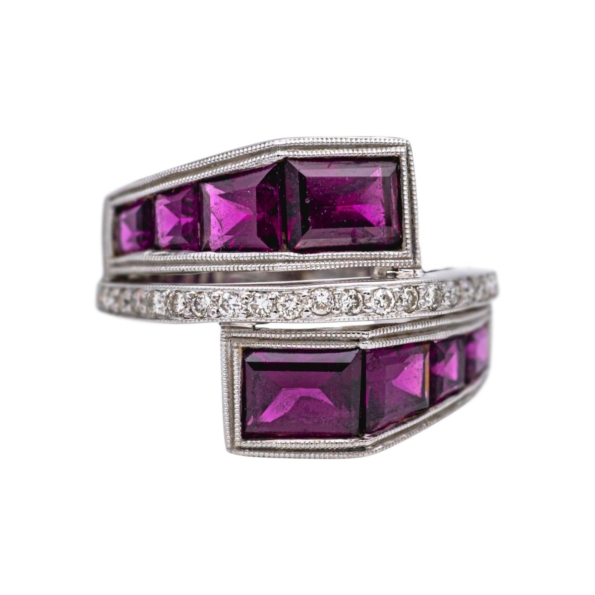 Bague en or blanc, grenats et diamants - Castafiore