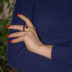 Bague en or blanc, grenats et diamants - Castafiore