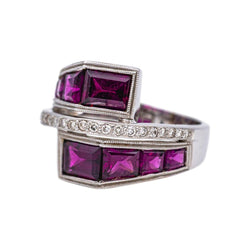 Bague en or blanc, grenats et diamants - Castafiore