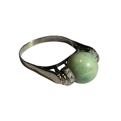 Bague en or blanc, jade et diamants - Castafiore