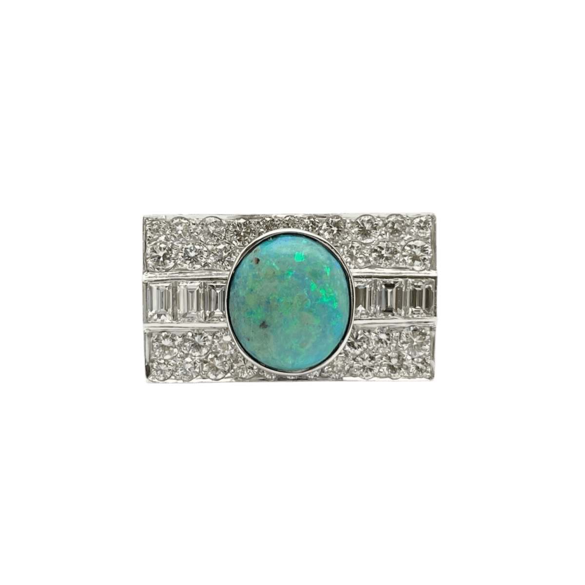 Bague en or blanc, opale et diamants - Castafiore