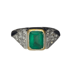 Bague en or blanc, or jaune, émeraude et diamants - Castafiore