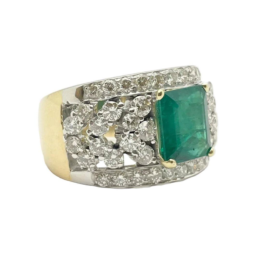 Bague en or blanc, or jaune, émeraude et diamants - Castafiore