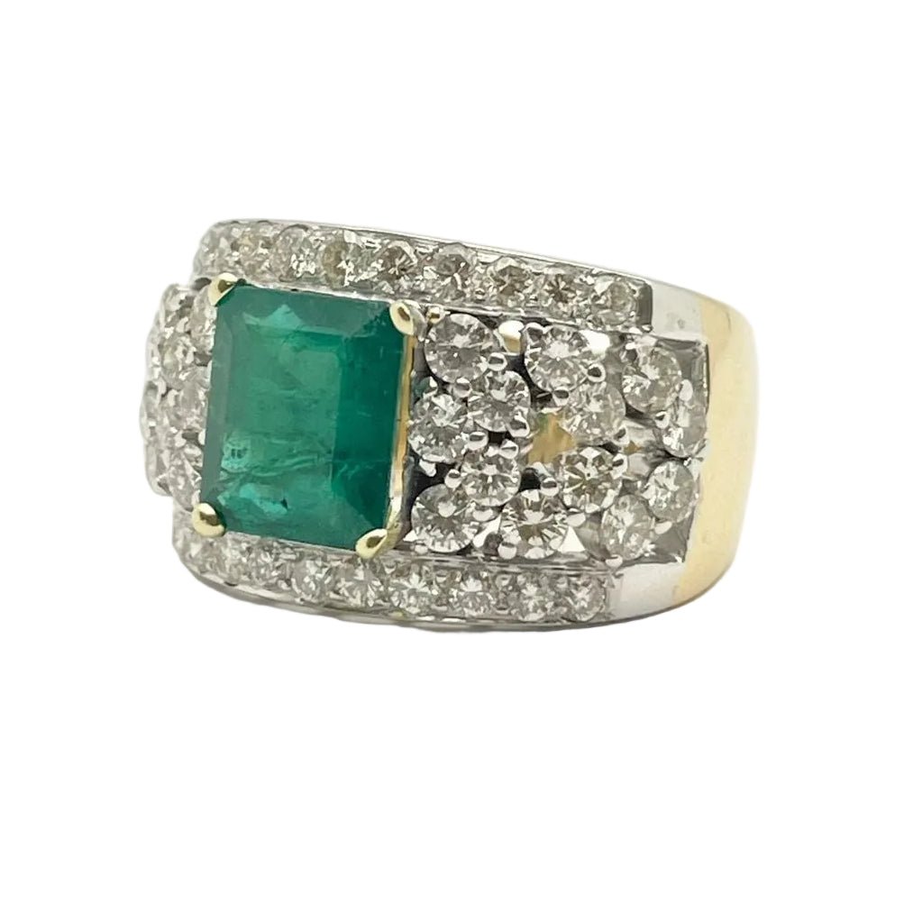 Bague en or blanc, or jaune, émeraude et diamants - Castafiore