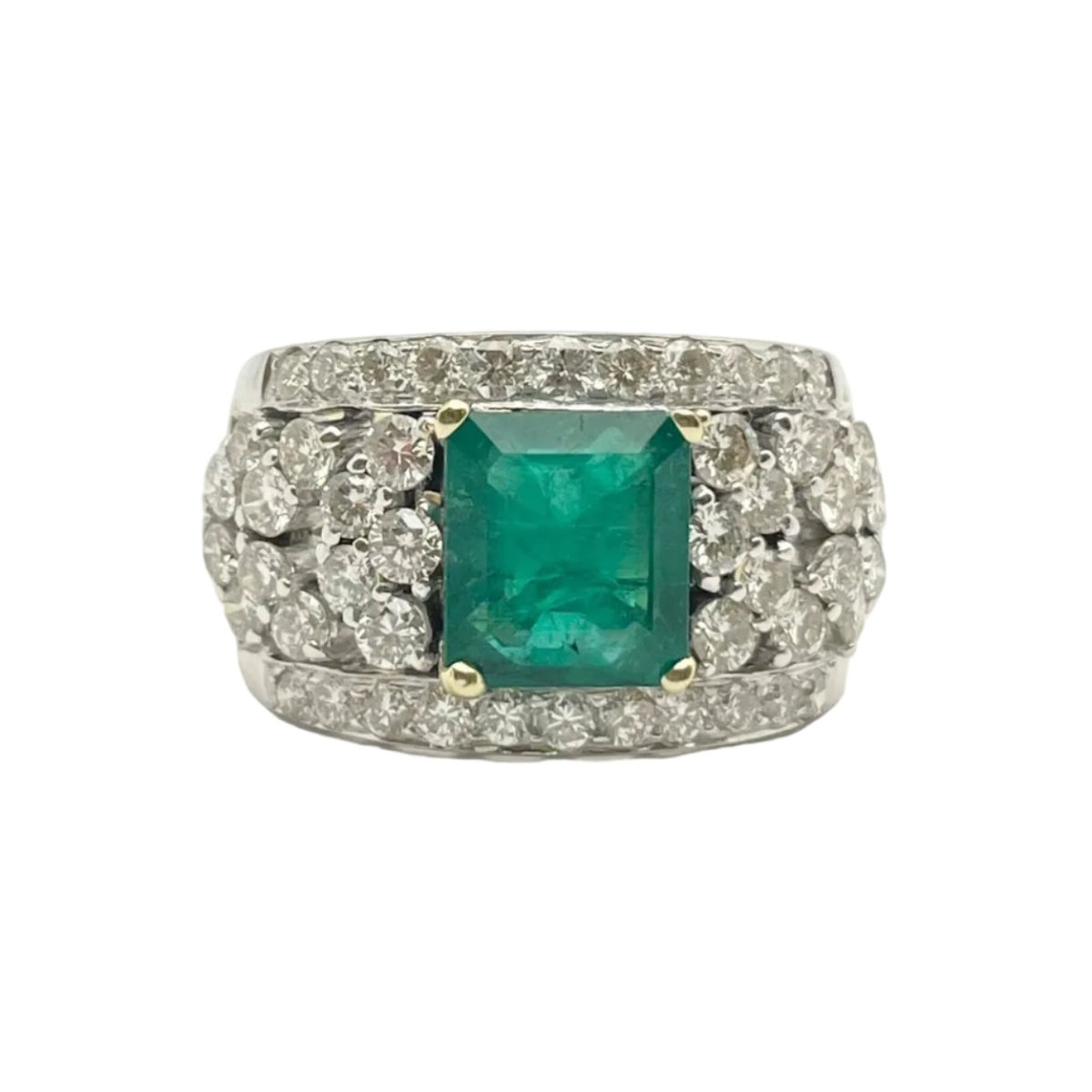 Bague en or blanc, or jaune, émeraude et diamants - Castafiore