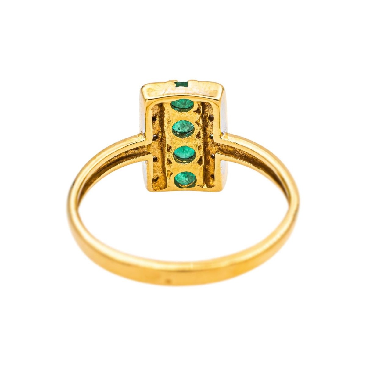 Bague en or blanc, or jaune, émeraudes et diamants - Castafiore