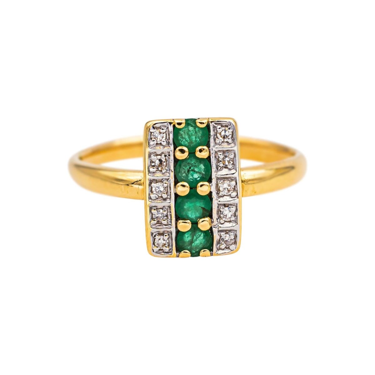 Bague en or blanc, or jaune, émeraudes et diamants - Castafiore