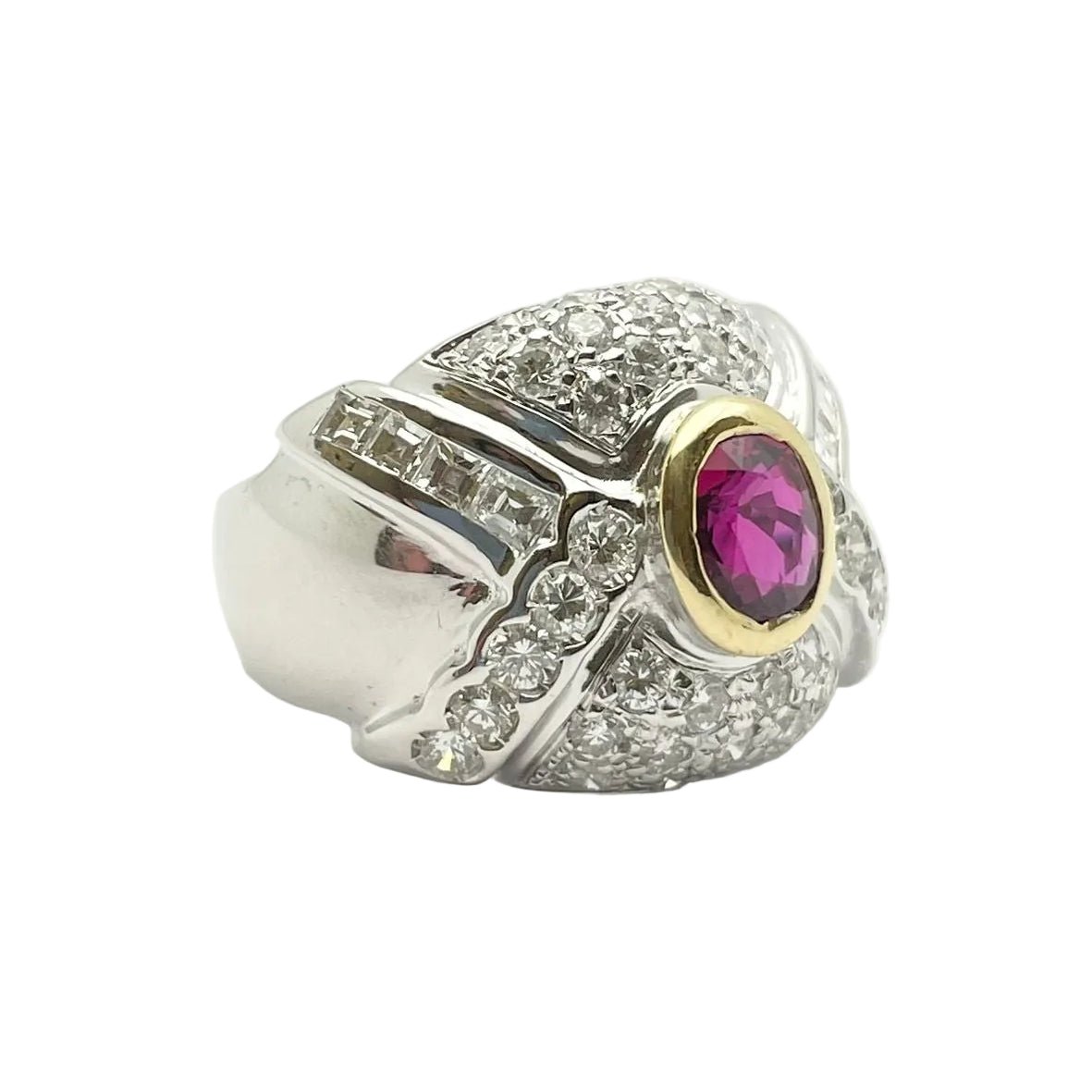 Bague en or blanc, or jaune, rubis et diamants - Castafiore