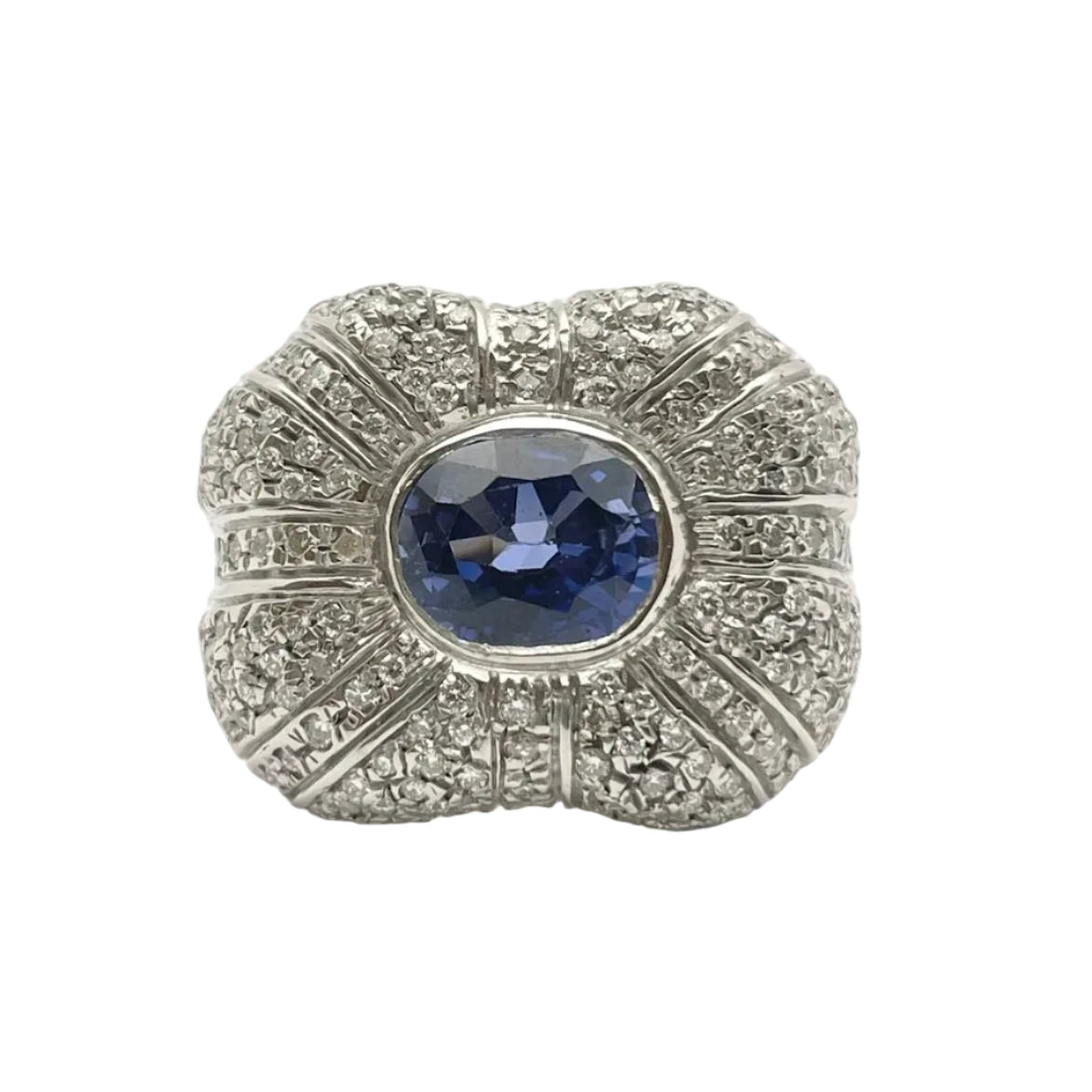 Bague en or blanc, or jaune, saphir et diamants - Castafiore