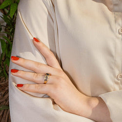 Bague en or blanc, or jaune, saphir et diamants - Castafiore