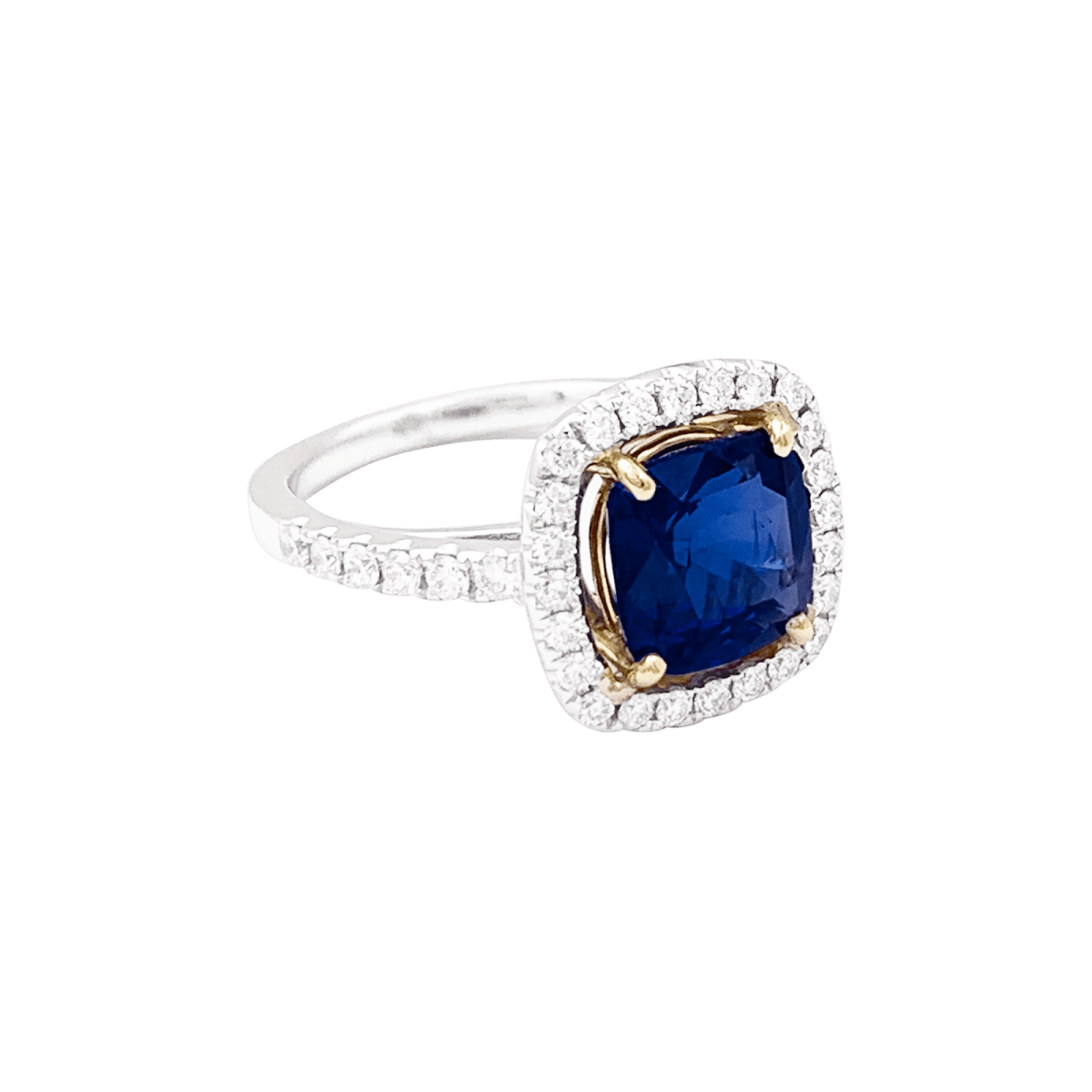 Bague en or blanc, or jaune, saphir et diamants - Castafiore