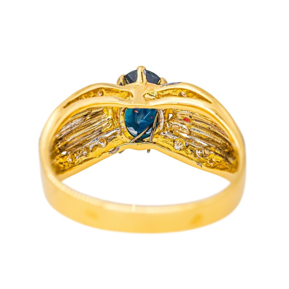 Bague en or blanc, or jaune, saphir et diamants - Castafiore