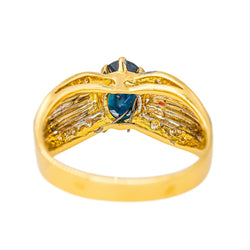 Bague en or blanc, or jaune, saphir et diamants - Castafiore