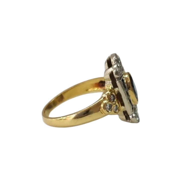 Bague en or blanc, or jaune, saphirs et diamants - Castafiore