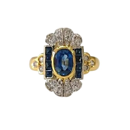 Bague en or blanc, or jaune, saphirs et diamants - Castafiore