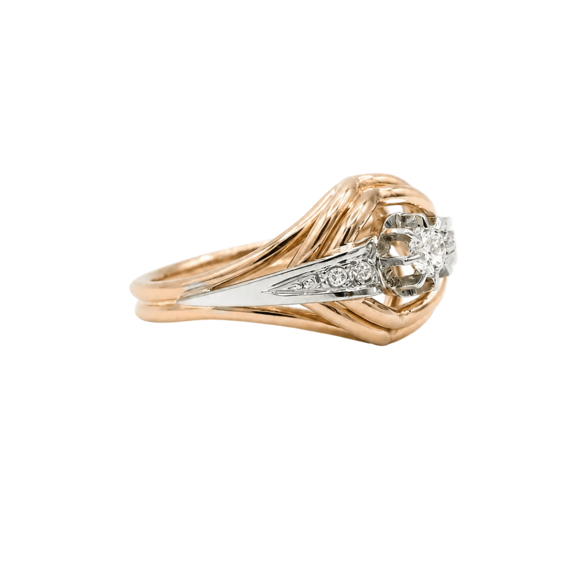 Bague en or blanc, or rose et diamants - Castafiore