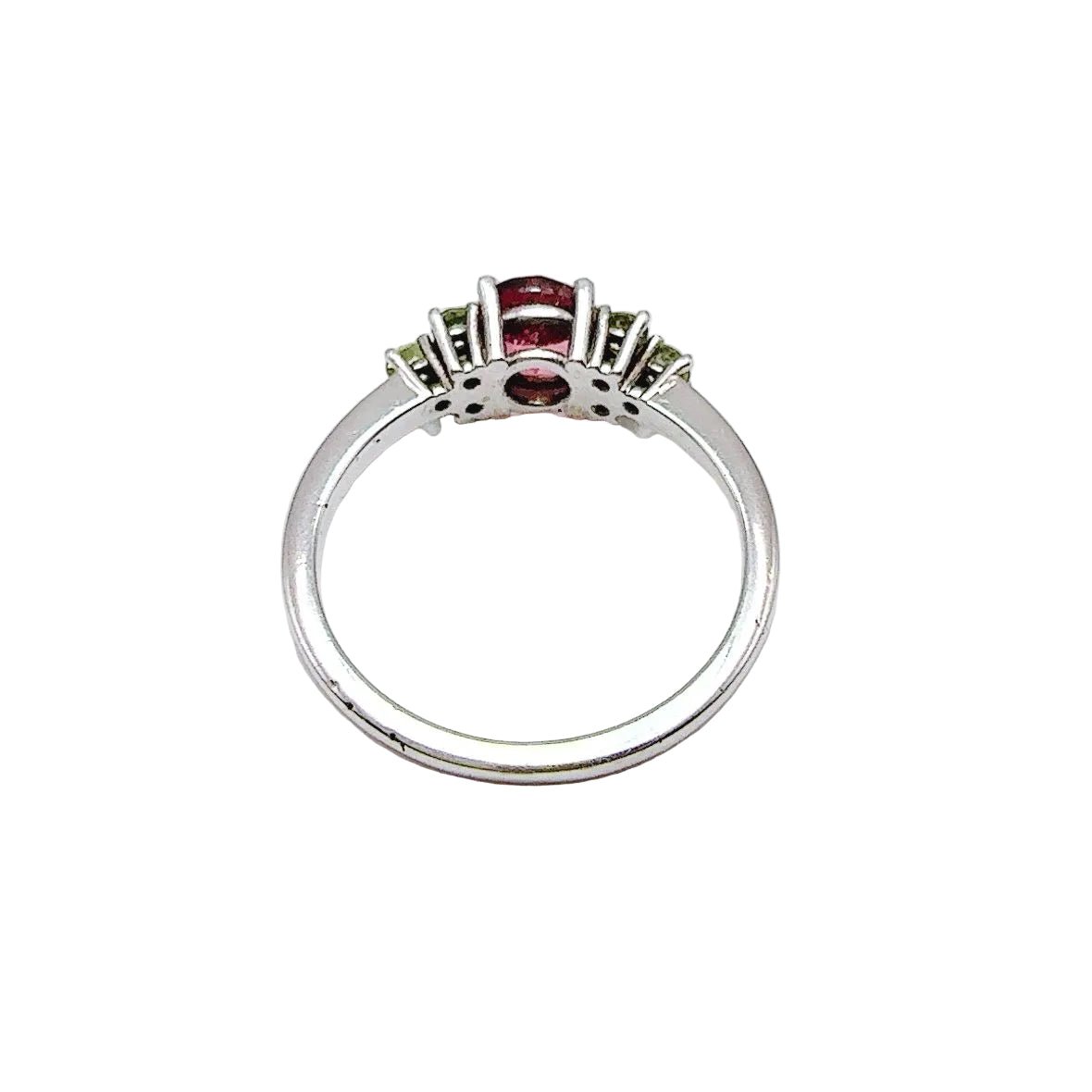 Bague en or blanc, péridots et tourmaline - Castafiore