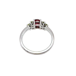 Bague en or blanc, péridots et tourmaline - Castafiore