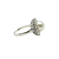 Bague en or blanc, perle de culture et diamants - Castafiore