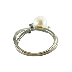 Bague en or blanc perle et diamants - Castafiore