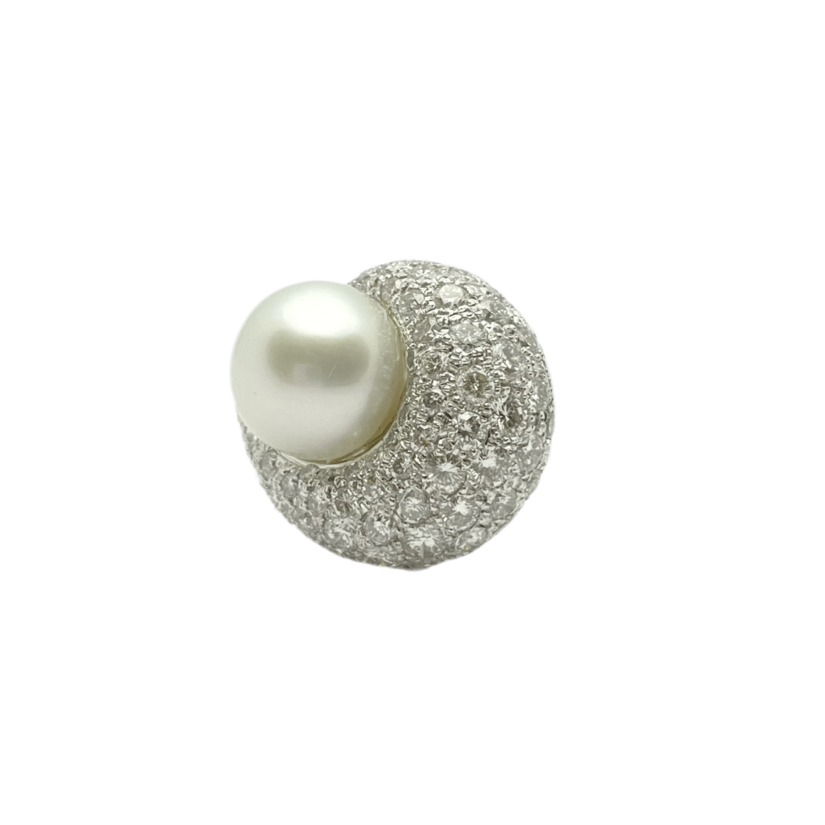 Bague en or blanc, perle et diamants - Castafiore