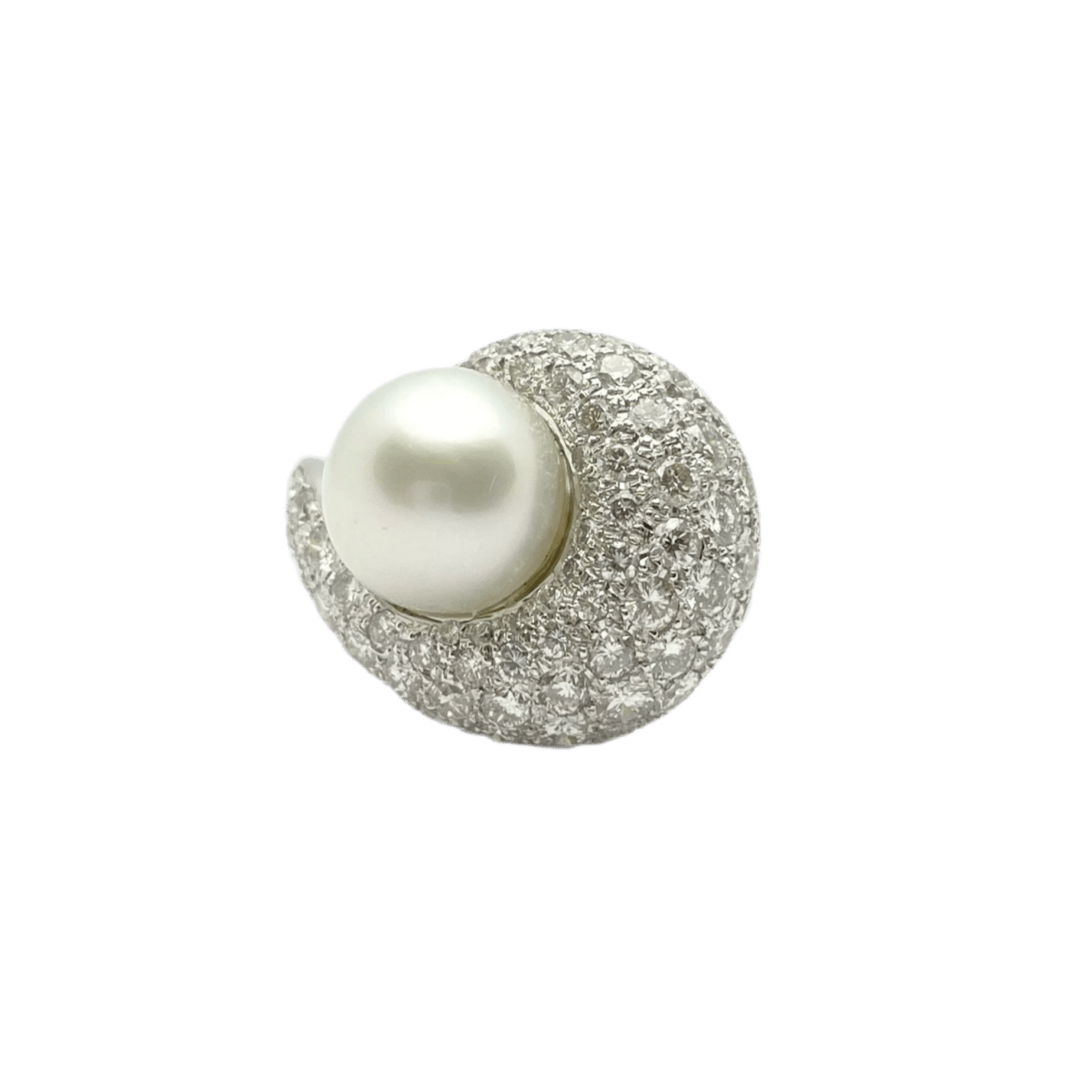 Bague en or blanc, perle et diamants - Castafiore