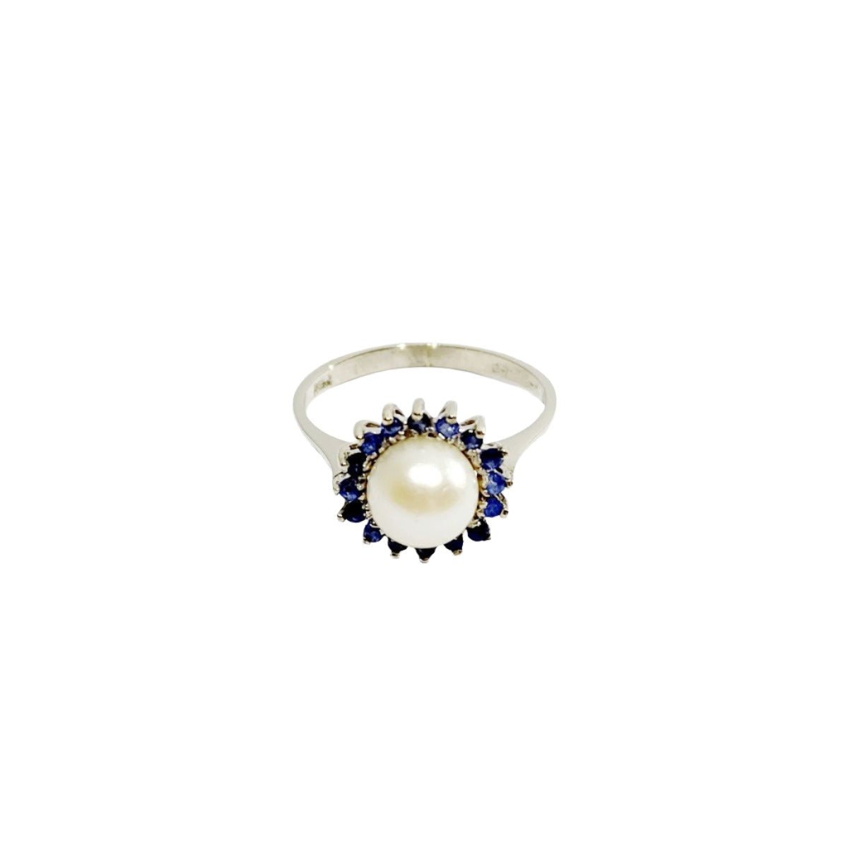 Bague en or blanc, perle et saphirs - Castafiore