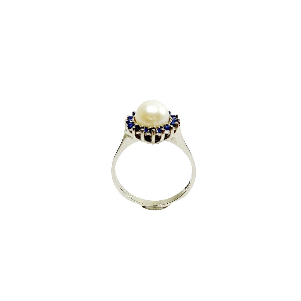 Bague en or blanc, perle et saphirs - Castafiore