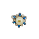 Bague en or blanc perle, saphir et diamants - Castafiore