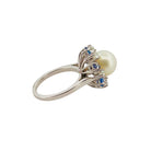 Bague en or blanc perle, saphir et diamants - Castafiore