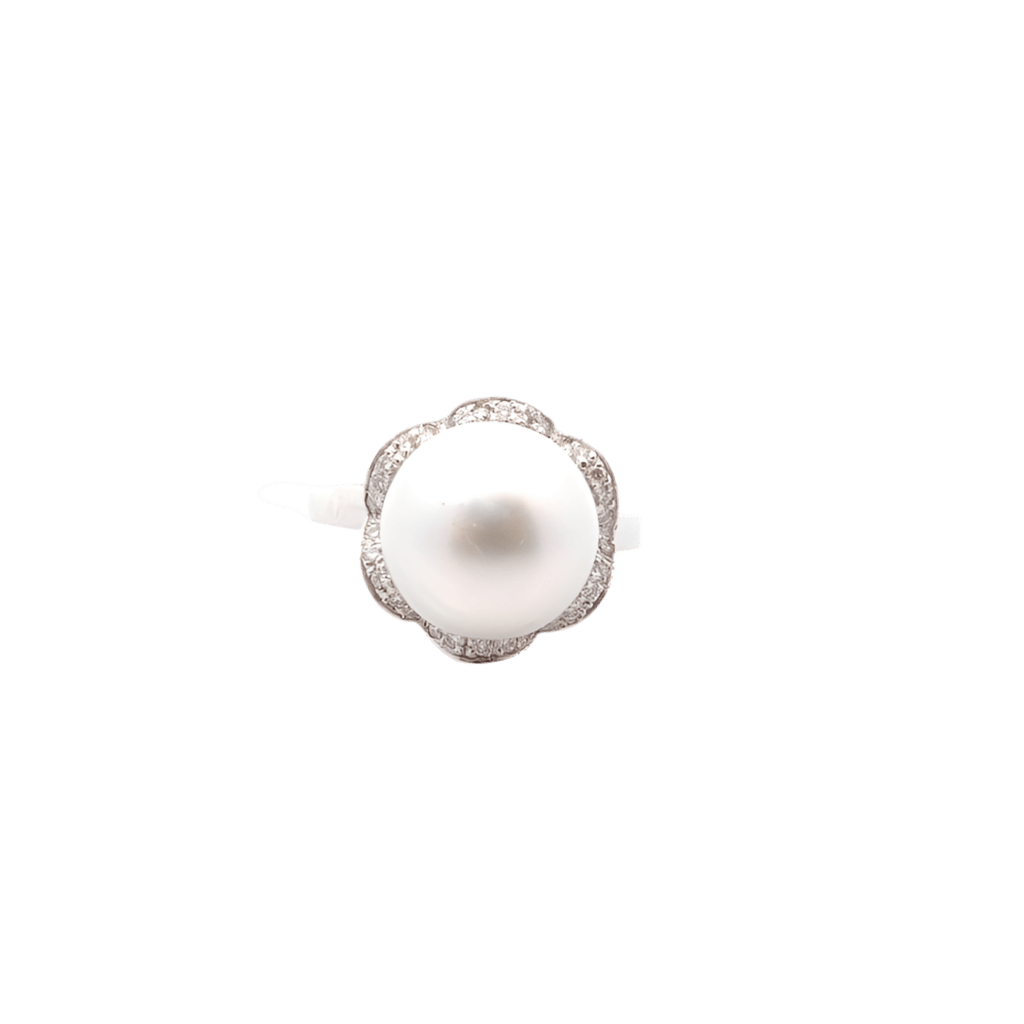 Bague en or blanc, perles et diamants - Castafiore