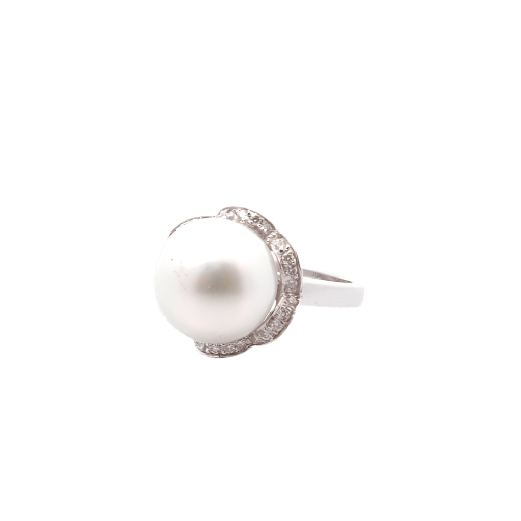 Bague en or blanc, perles et diamants - Castafiore