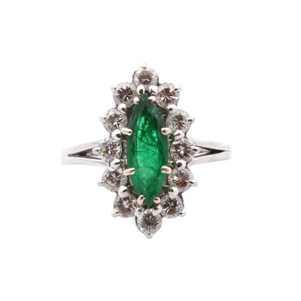 Bague en or blanc, platine, émeraude, et diamants - Castafiore