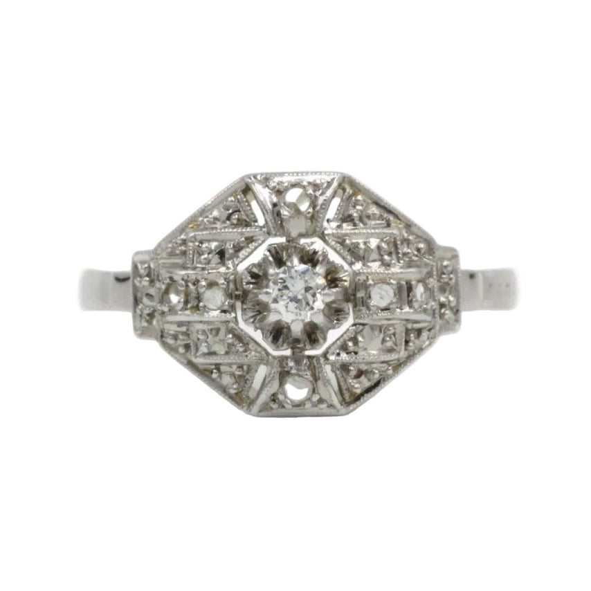 Bague en or blanc, platine, et diamants - Castafiore