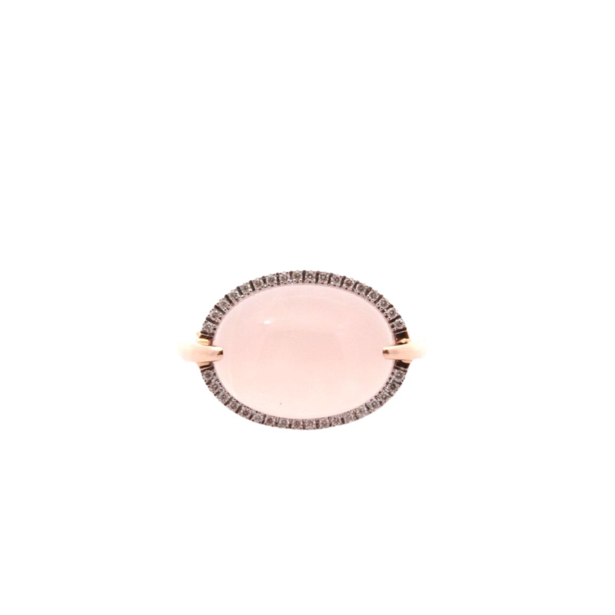 Bague en or blanc, quartz rose et diamants - Castafiore