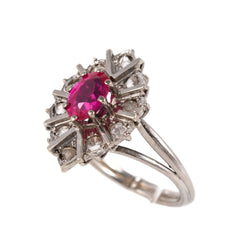 Bague en or blanc, rubis et diamants - Castafiore