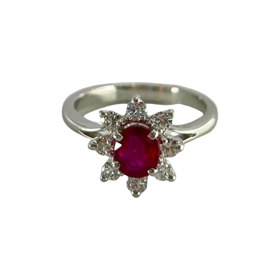 Bague en or blanc rubis et diamants - Castafiore