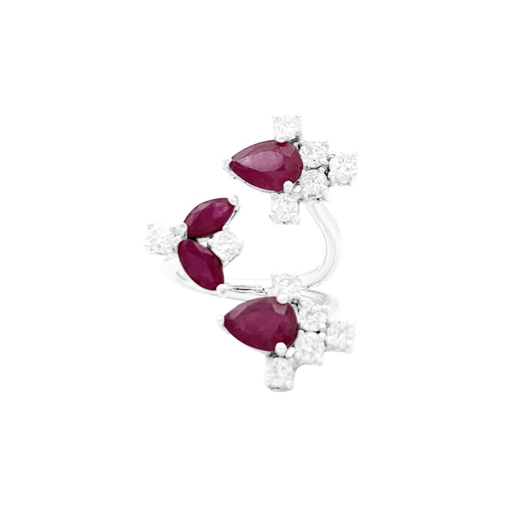 Bague en or blanc, rubis et diamants - Castafiore