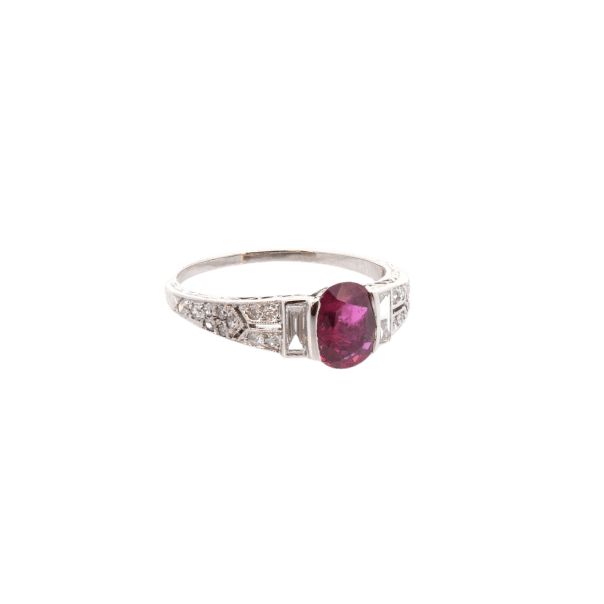 Bague en or blanc, rubis et diamants - Castafiore