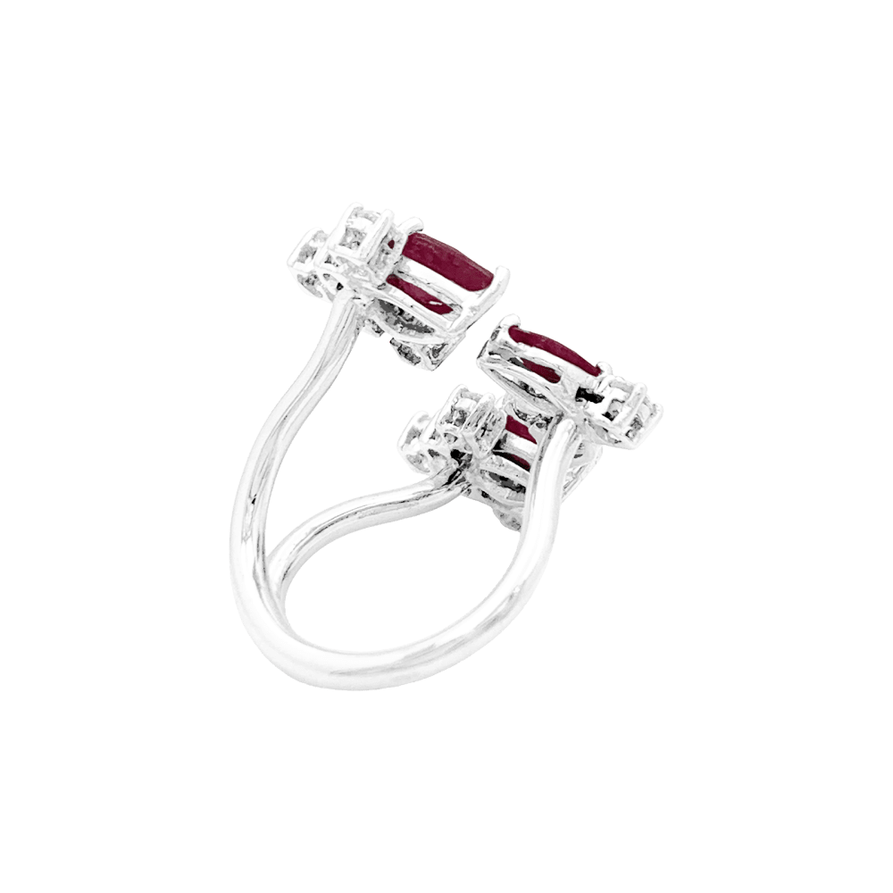 Bague en or blanc, rubis et diamants - Castafiore