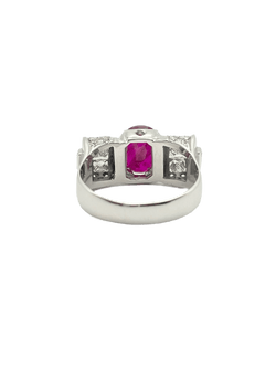 Bague en or blanc, rubis et diamants - Castafiore
