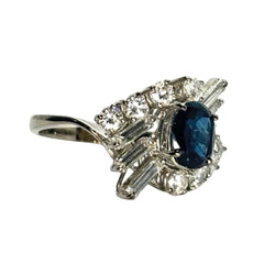 Bague en or blanc, saphir, et diamants - Castafiore